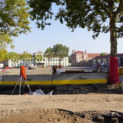 La place après la déconstruction de la halle © Ville de La Madeleine